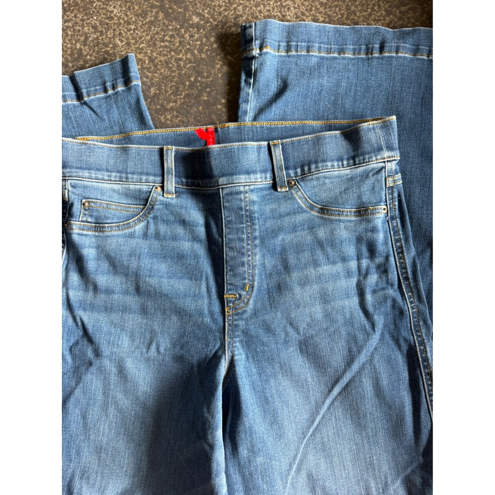 Spanx Shape Everywhere Flare Jeans Women XL Blue Pull On Stretch High Rise - Picture 4 of 11